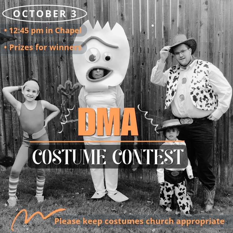 We&rsquo;ve got a lot of Fall fun planned for DMA this weekend. In addition to rehearsals, make sure you&rsquo;re dressed to get messy on Friday and for our costume contest on Saturday! See you soon!