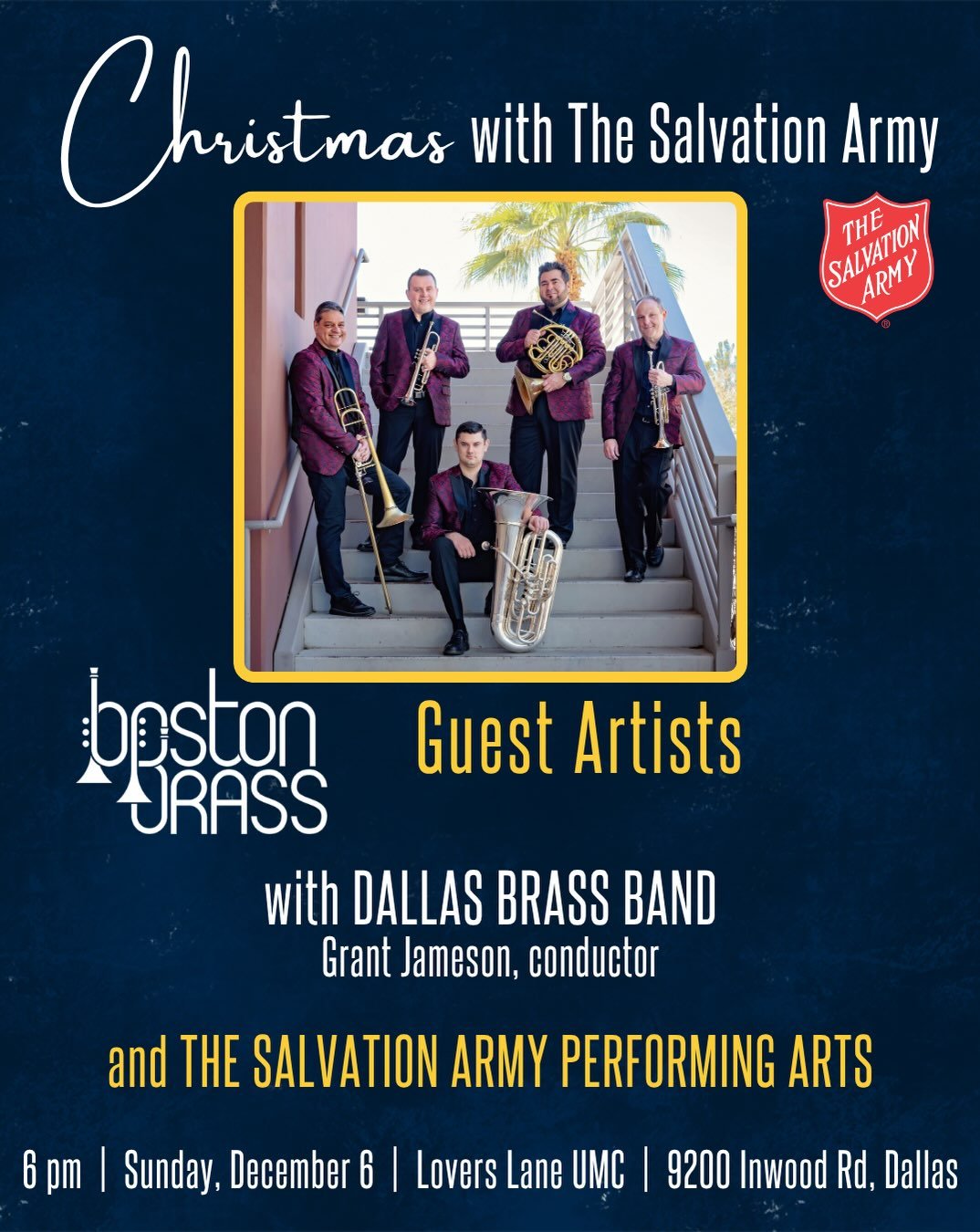 Make plans to join us for Christmas with The Salvation Army of North Texas, this year FEATURING @bostonbrass. The concert will also be supported by @dallasbrassband and performing arts groups from local Salvation Army Corps. 

Save the date: Sunday, 