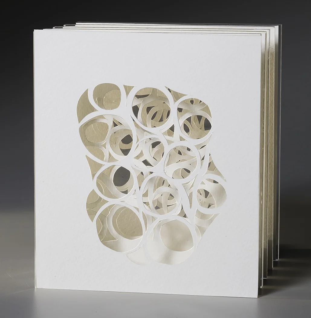 Kaleidoscope 7 x 7 x 8 inches cut paper mounted on Plexi glass $?