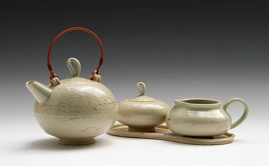 Copper teapot set Clay 8” x 7.5” (teapot) Sold