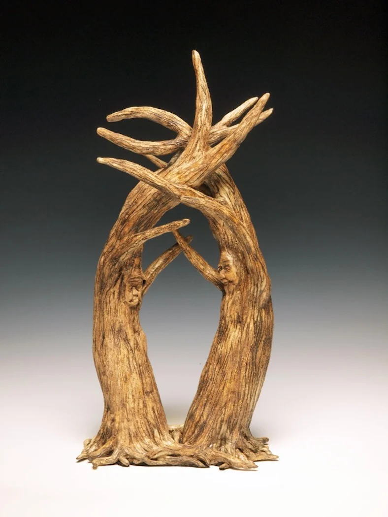 A Good Outcome: Philemon & Baccis Stoneware, stains, glaze 16”high x 7” wide x 4” deep $400