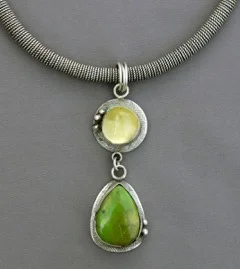 Textured Bezel- Set Citrine and Gaspeite