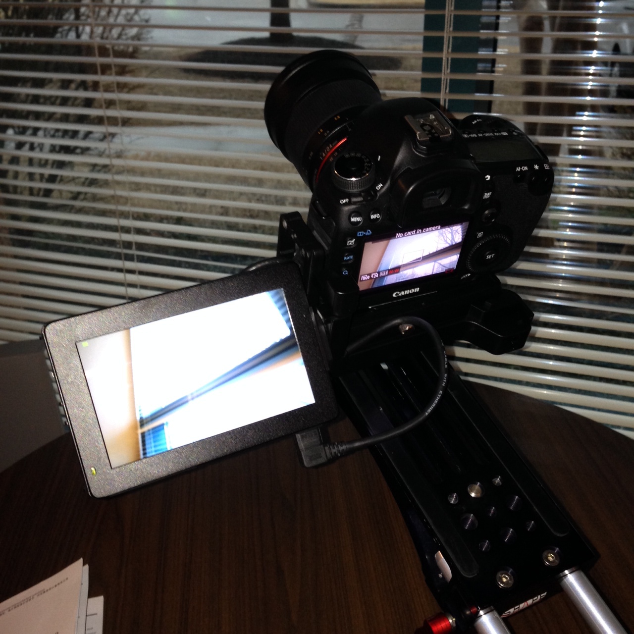 The Swivi attached to the 5D Mark III and mounted to a Shape camera rig