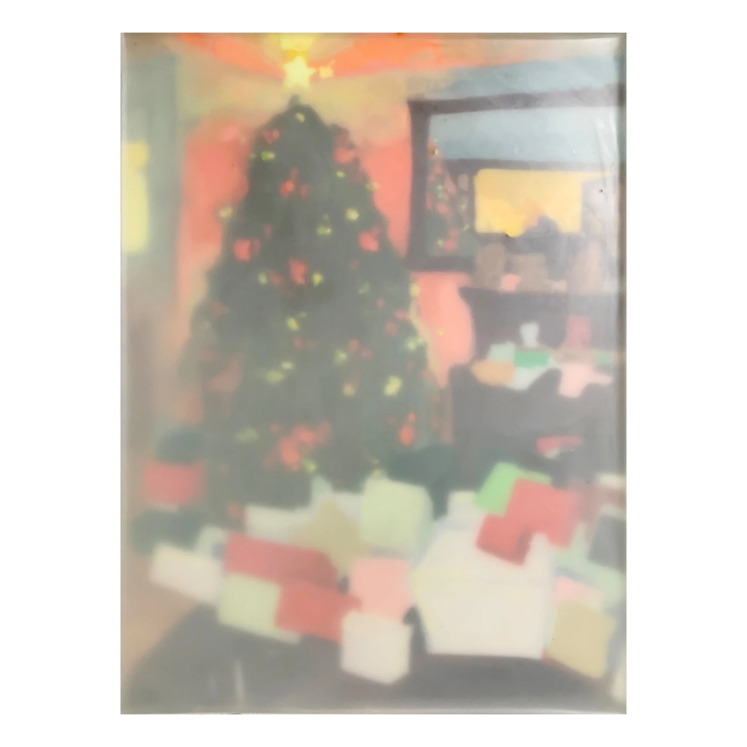 Last Christmas, oil and encaustic on wood, 9"x12", $1600