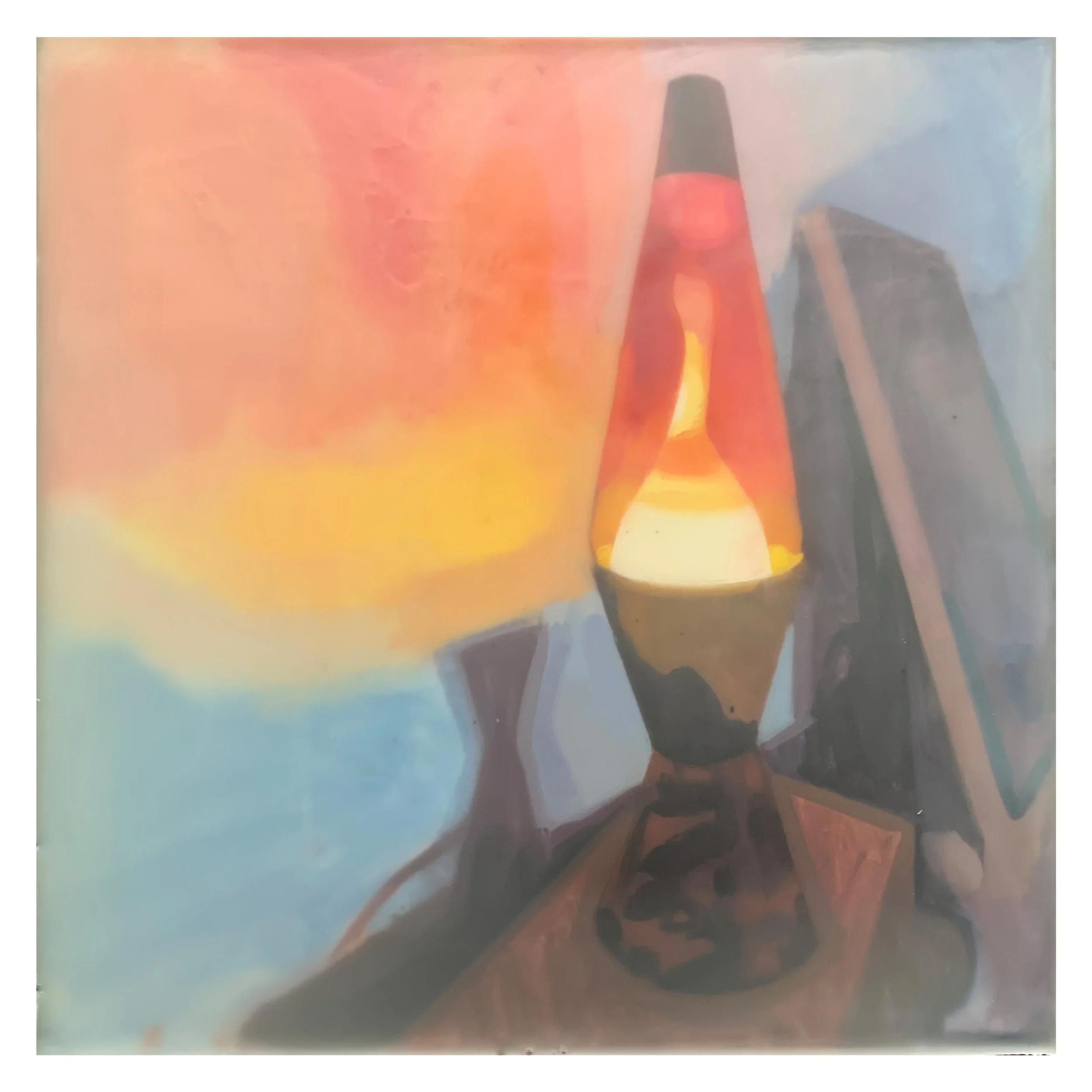 Lava, oil and encaustic on wood, 12"x12", $1800