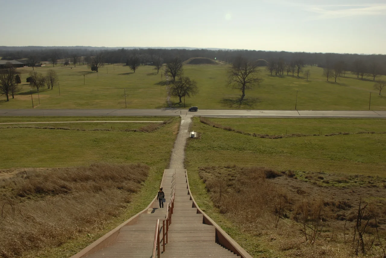 Looking down the staircase up Monks Mound.