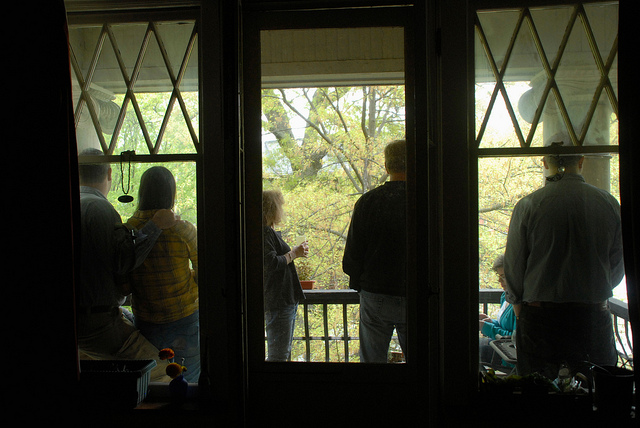 People-watching on the balcony