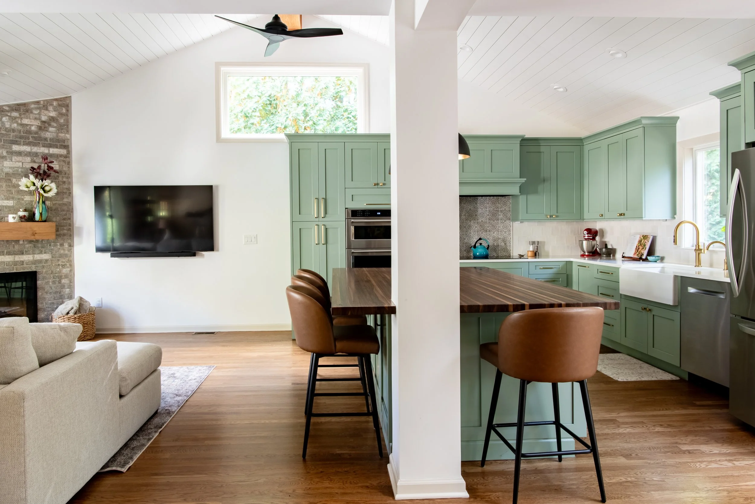Sophisticated green cabinets gold hardware Westfield NJ.jpg