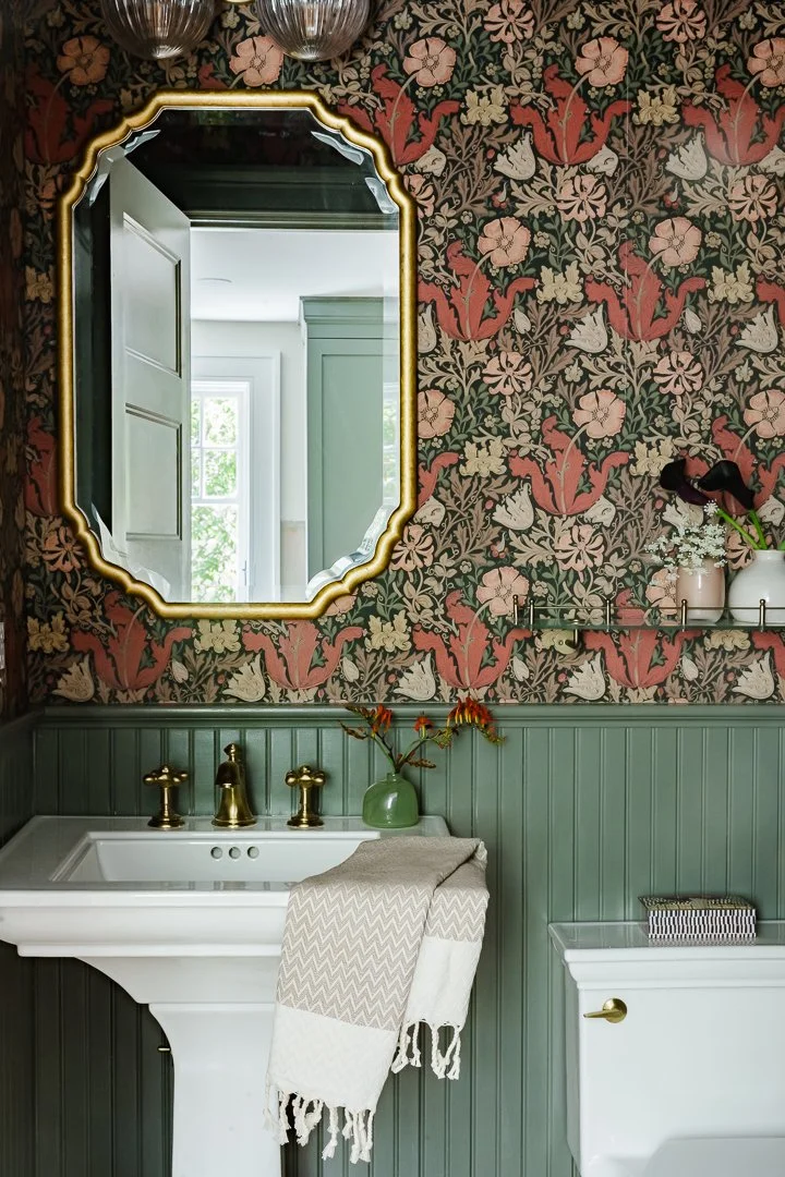bathroom-remodel-summit-nj-green-vanity-flower-wallpaper.jpg