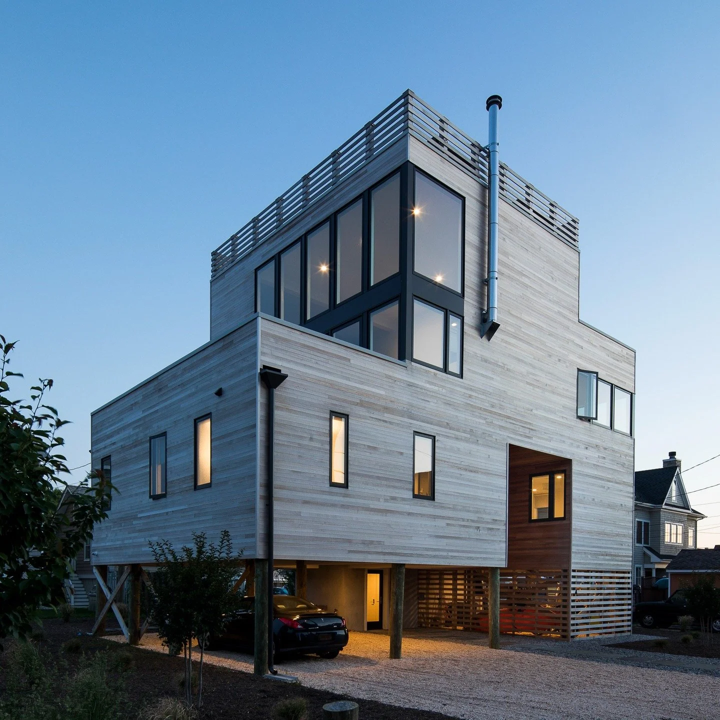 Modern lines. Elevated living. Coastal resilience.

The Sea Bright House balances bold geometry with warm, natural materials&mdash;designed to embrace light, views, and the realities of its environment. From the lifted structure to the multiple rooft