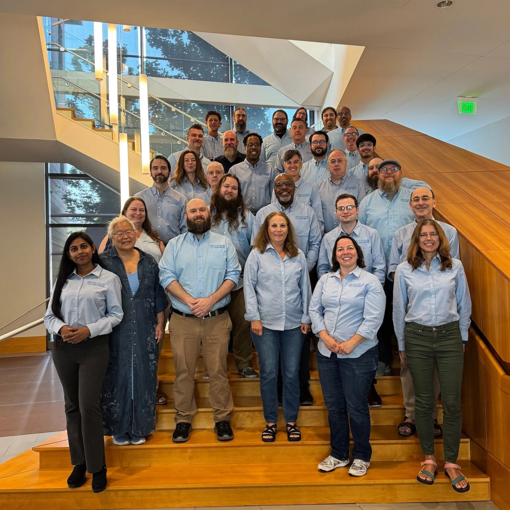 Trusted CI team on stairs at B1G Center