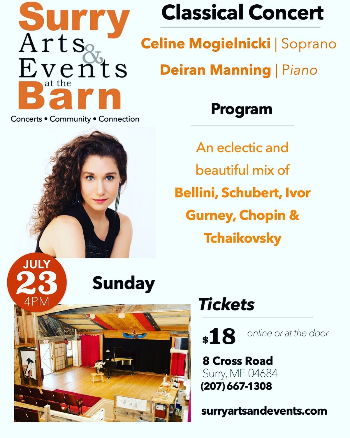 Excited for this program! Mixing in some rarely heard songs from Ivor Gurney, Chopin, and Tchaikovsky alongside some more standard fare. Maine friends come out and say hi! 
@surryartsandevents 
#recital #artsong #operasingersofinstagram #classicalmus