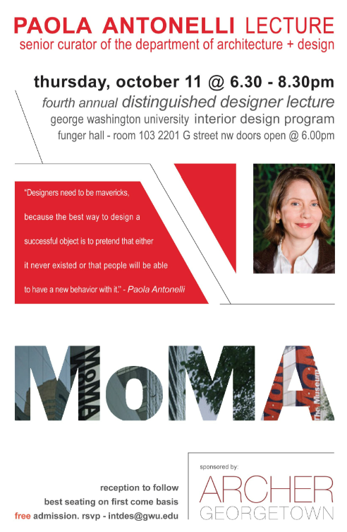 Lecture by MoMA's senior curator of the Dept. of Architecture + Design this Thursday!​