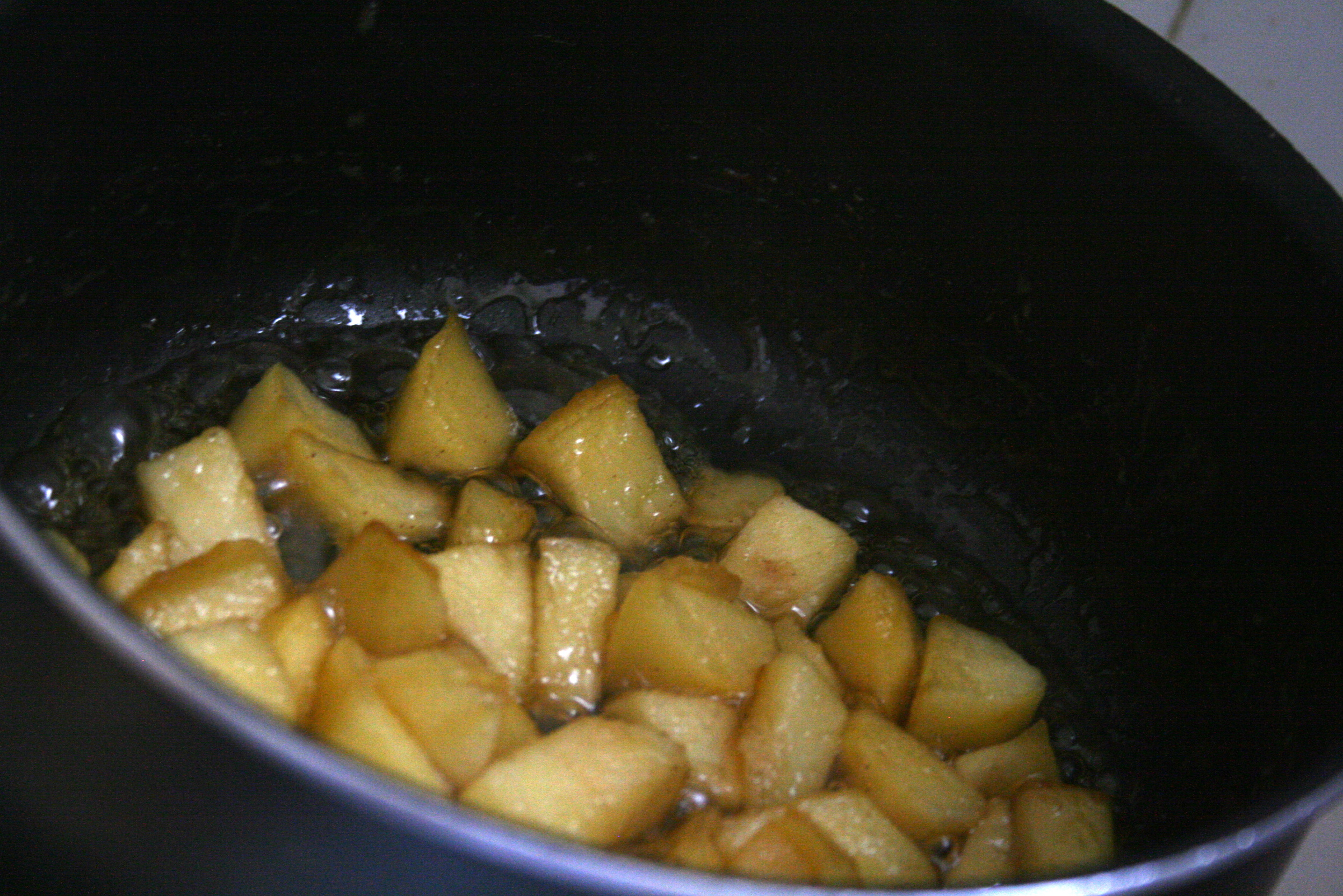 Caramelizing in butter and sugar just like we learned in class.
