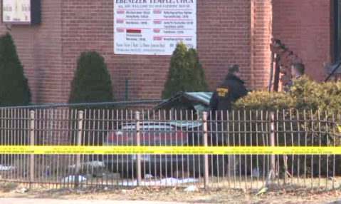 Drone Flies above the Scene of Fatal Car Crash