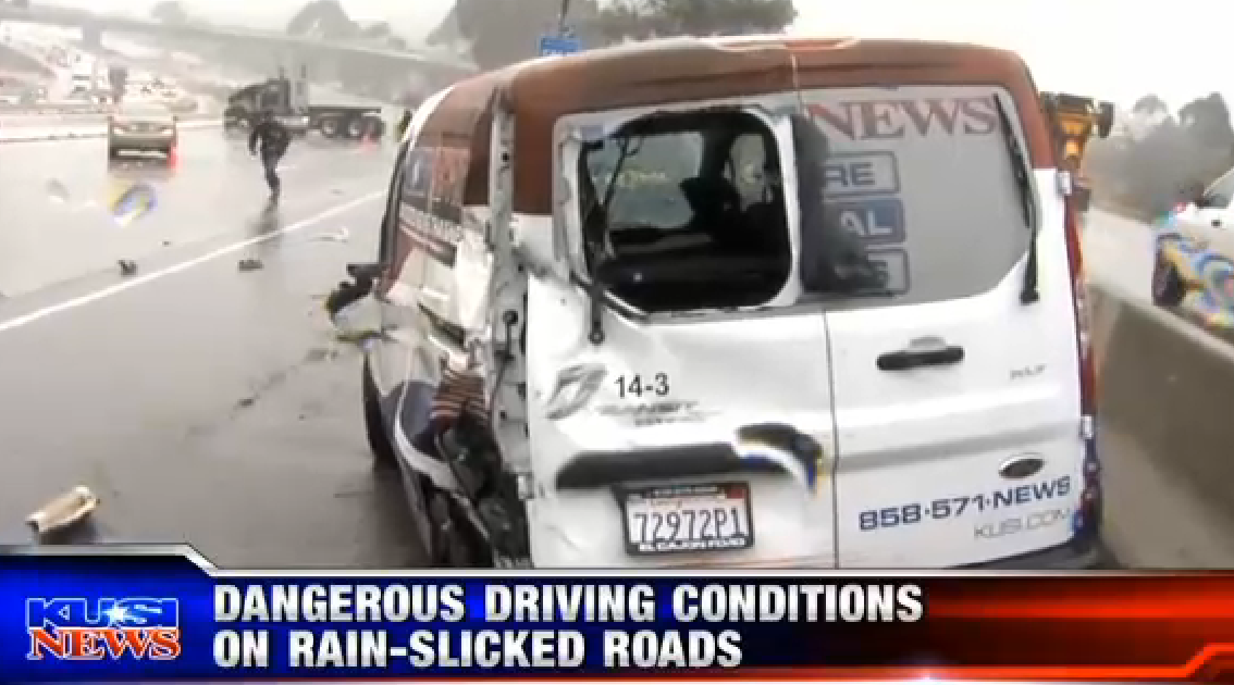Semi Crashes into SoCal News Van