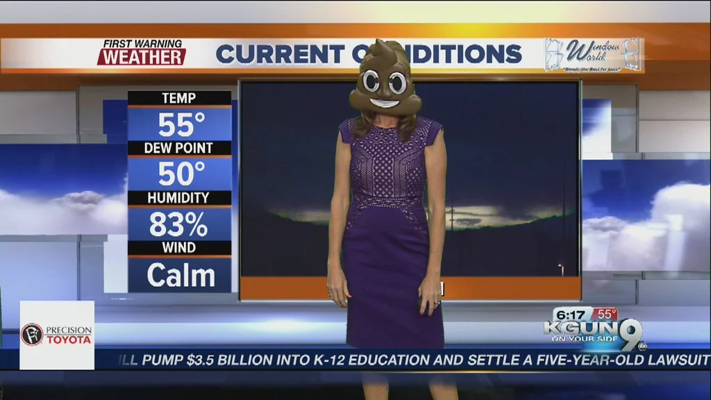 Weather Anchor Dresses as Poop for Halloween 