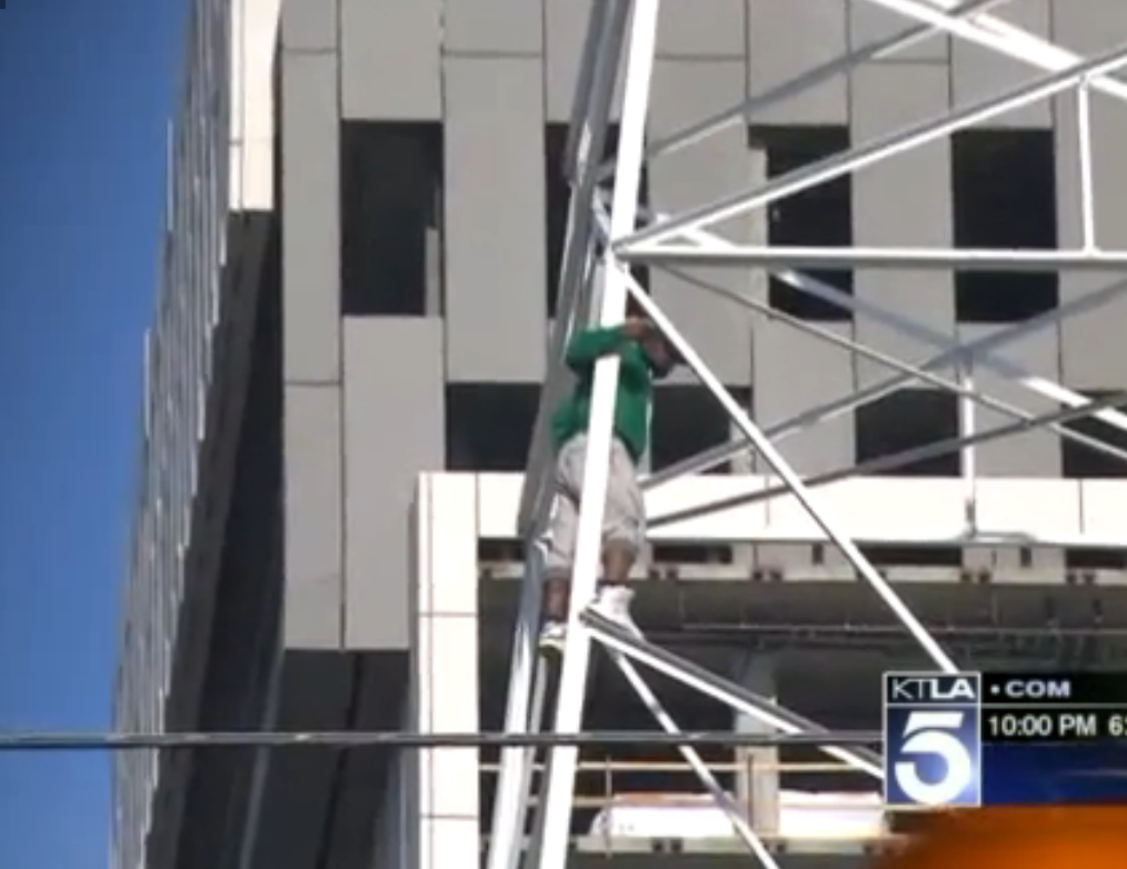 Man Climbs LA Station's Tower 