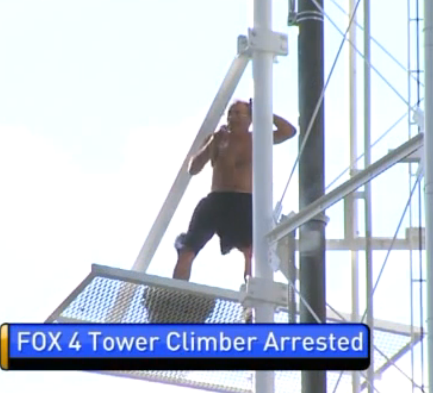 Idiot Climbs KC Station's TV Tower and Drinks Beer 