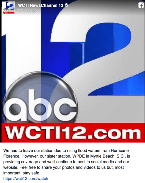 UPDATE: TV Station Evacuates As Florence Surges In