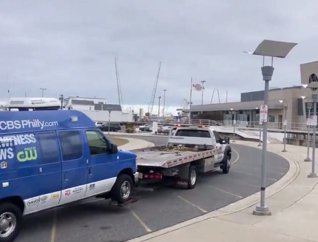 KYW News Van Gets the Hook at Trump Rally 