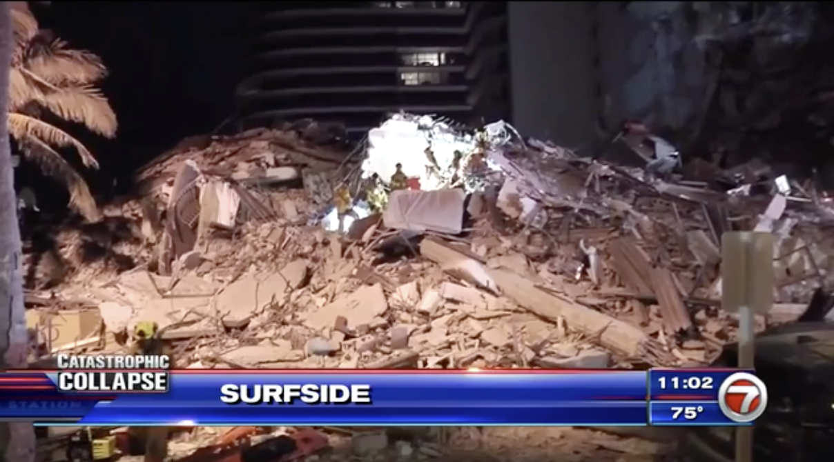 News Crews Cover Collapse 