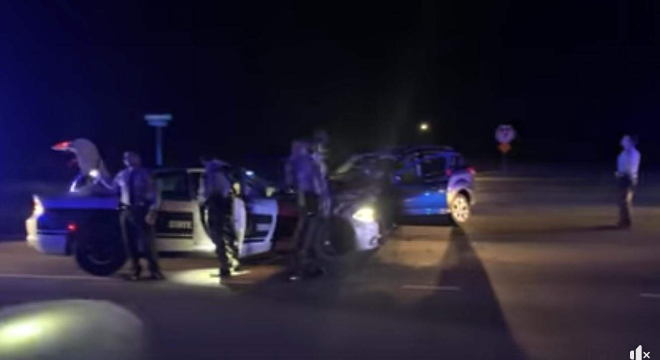 Suspect Steals News Car and Crashes into Police Car 