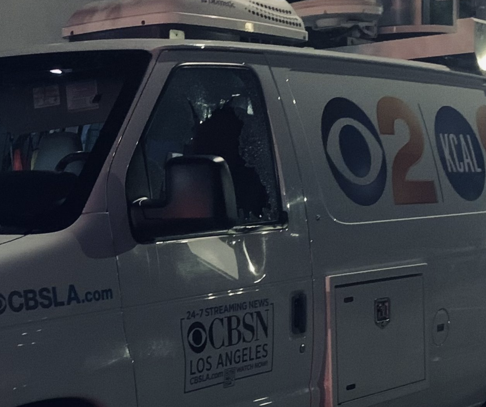 Rock Thrown THrough Window of Live Truck