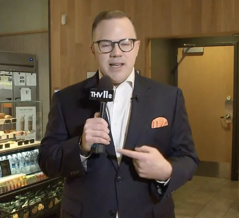 Weatherman Gives the Forecast from in Line at Starbucks 