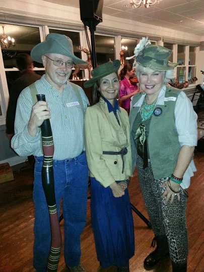 Jeff with friends Paula and Linda taking a short break from the festivities at the barn dance. Linda is the owner of the didgeridoo.