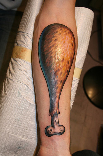 New School Chicken Leg Tattoo | Chicken tattoo, Tattoos, Leg tattoos