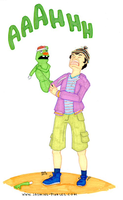 Full color figure with colored line art