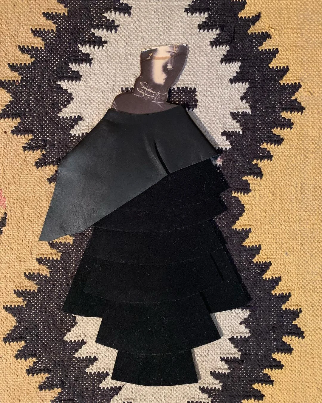 &lsquo;I once felt so much&rsquo;, felt and leather doll
.
.
.
.
#handwovenrugs #leatherforever #feltdoll #feltdolls #rugs 
#collage #collageart #art #cutandpaste #cutandpastepaper #collages #collagecollectiveco #collagecollective #onecollageaday #ne