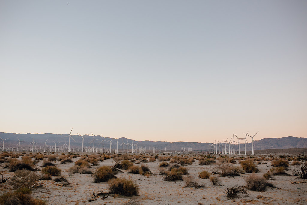 A funky and vibrant engagement session in the wind farms of Palm Springs. 