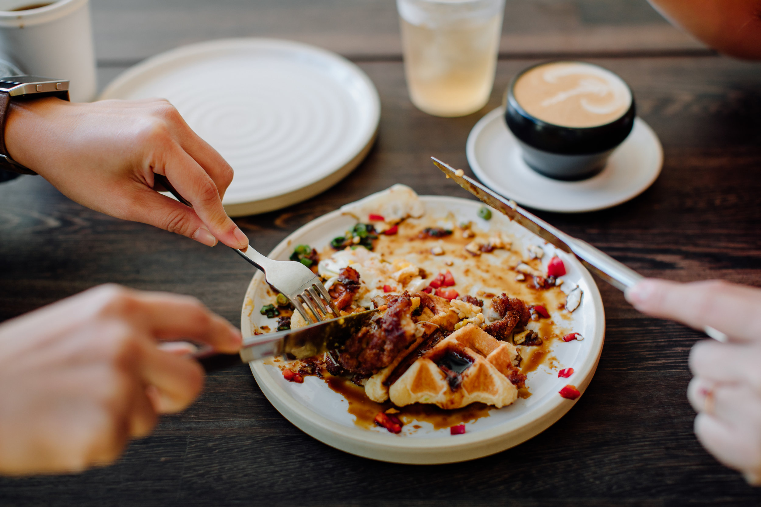  A romantic engagement shoot over waffles in Oakland, California. 