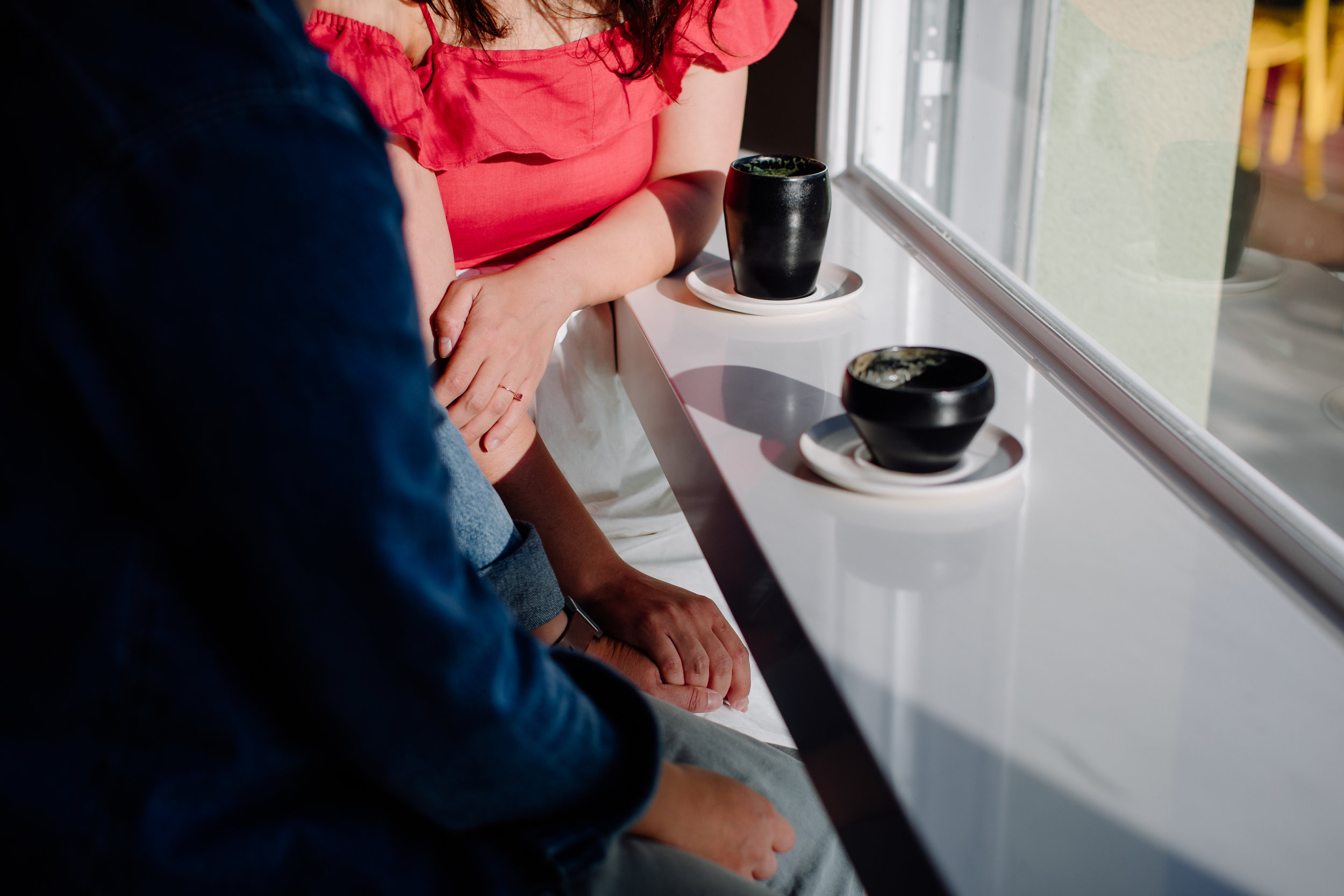  A romantic engagement shoot over waffles in Oakland, California. 