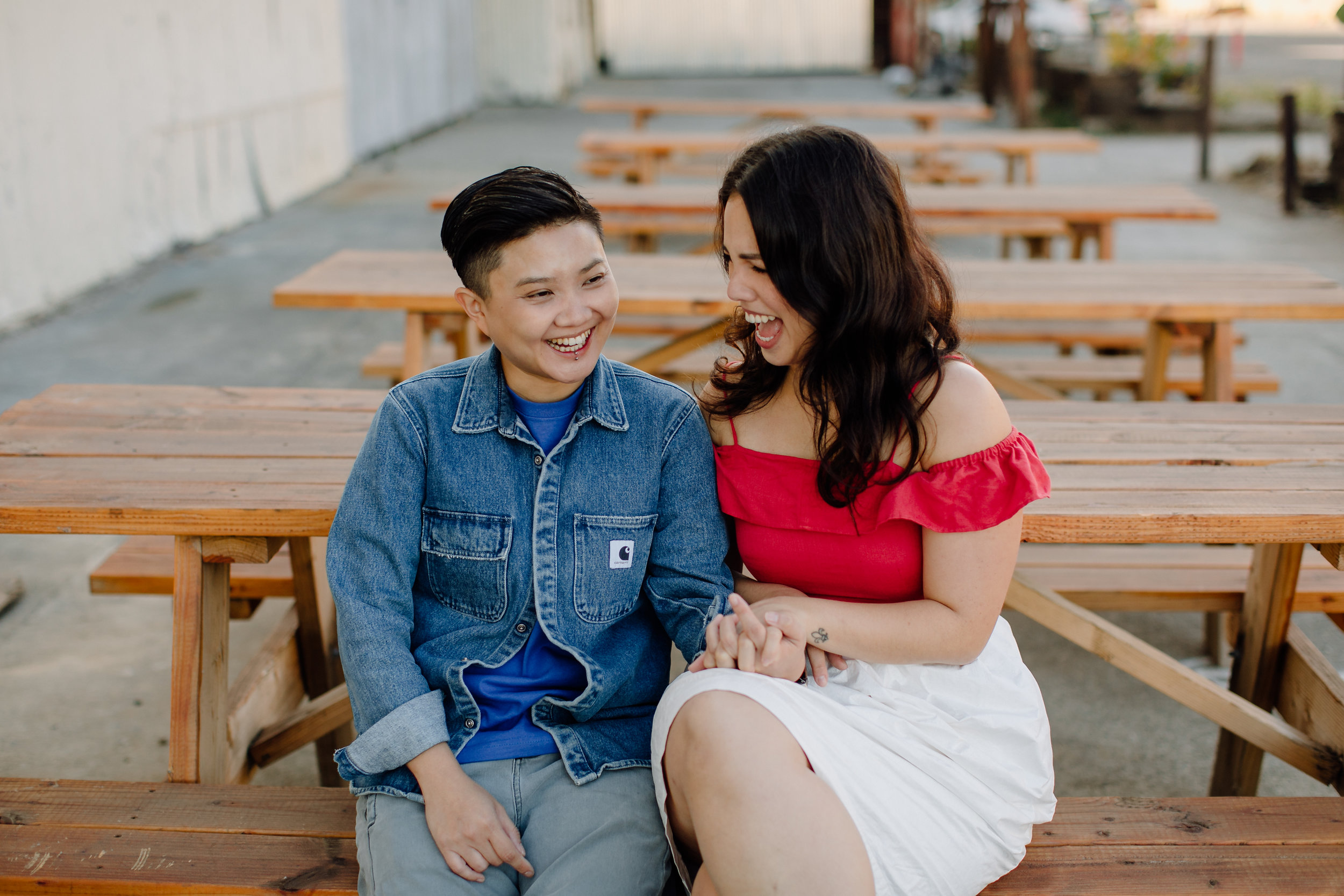  A romantic engagement shoot over waffles in Oakland, California. 