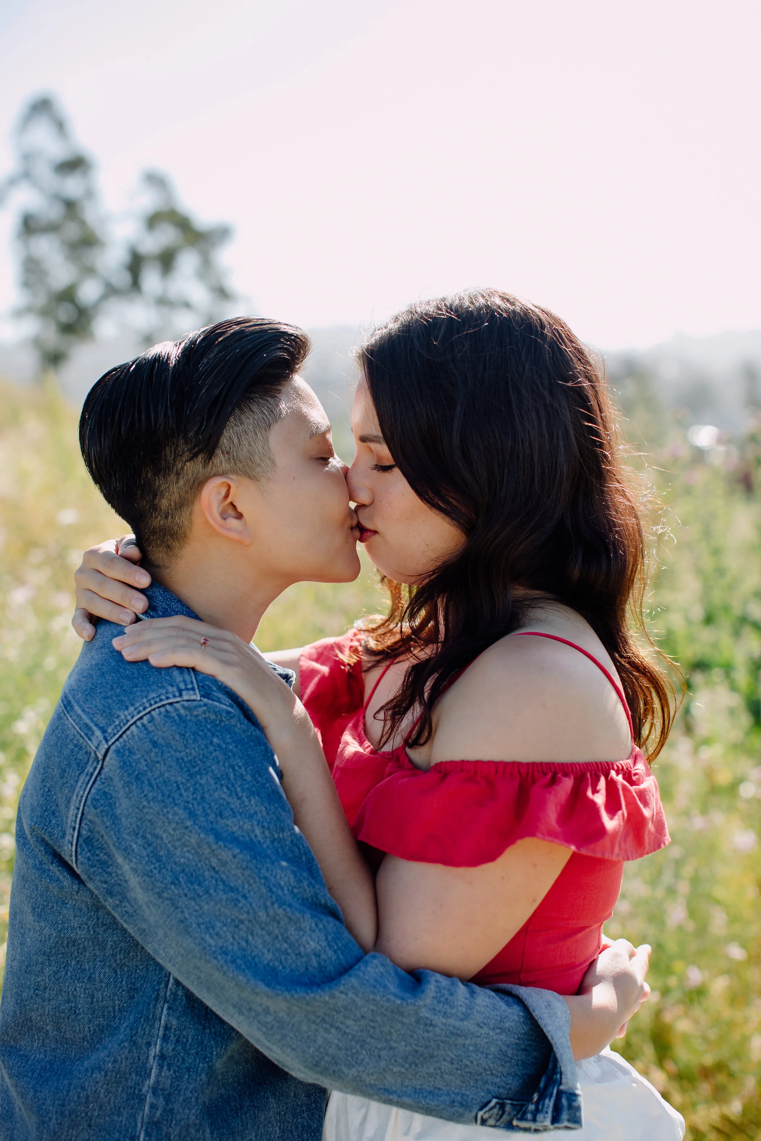 A romantic engagement shoot over waffles in Oakland, California.