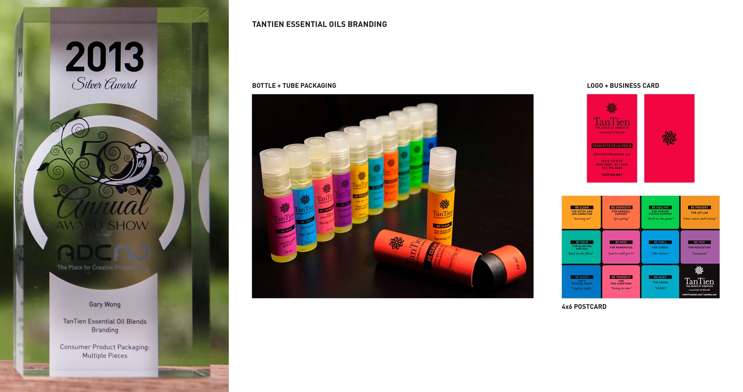 TanTien Essential Oil Blends Branding takes a Silver in the category of "Consumer Product Packaging: Multiple Pieces"