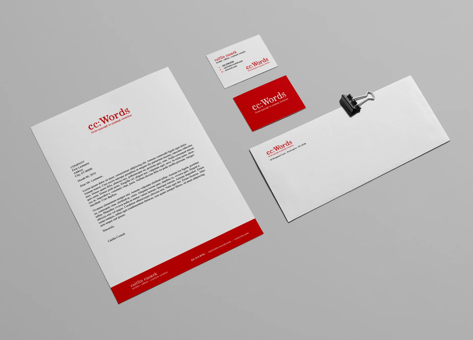 Client: cc: Words Category: Identity: Stationery Package