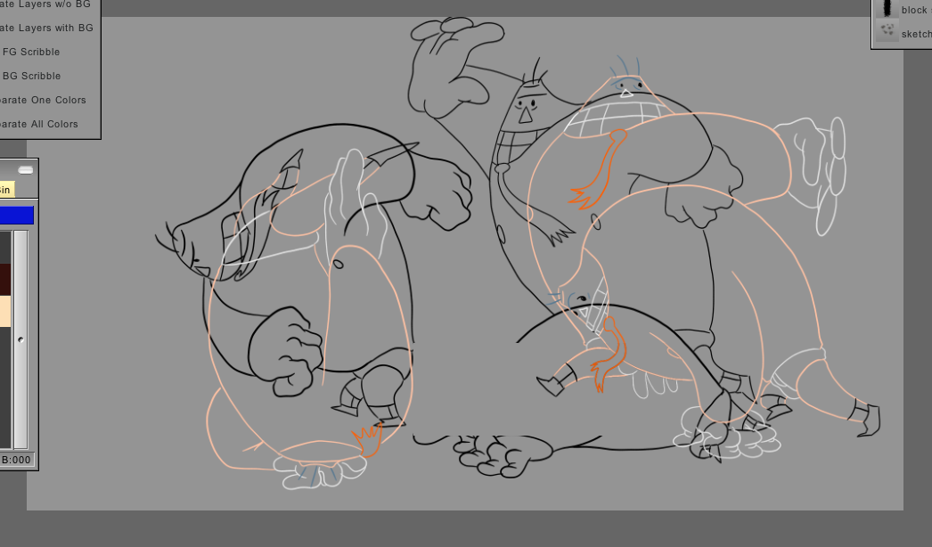 Inking the mayhem in TVPaint.