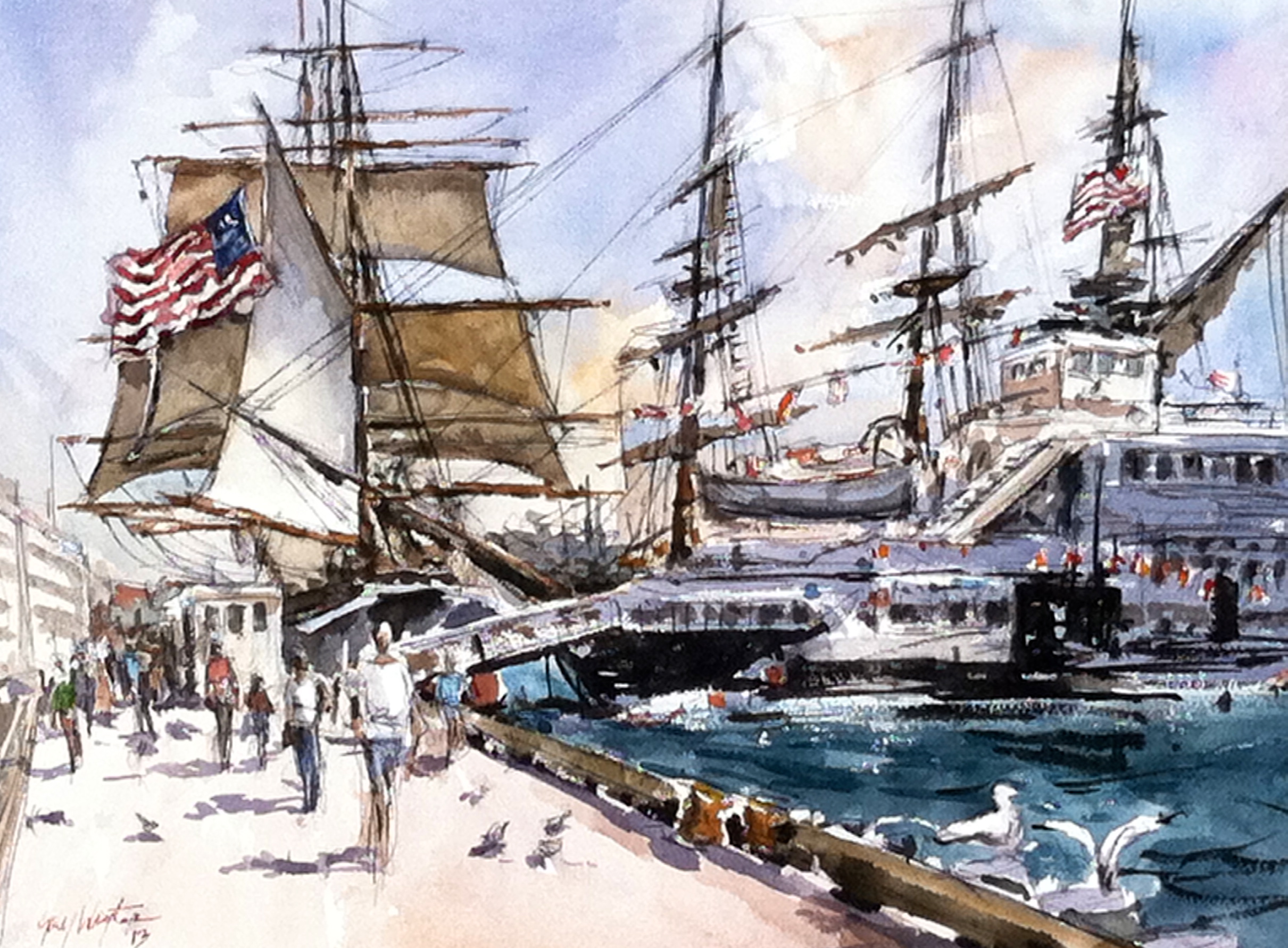 Embarcadero, San Diego Watercolor