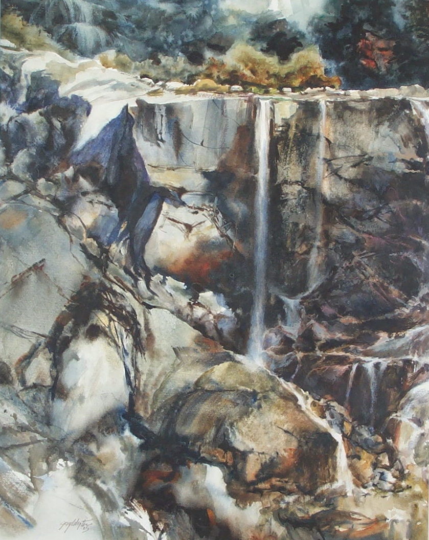 Sequoia High Country Falls, Watercolor