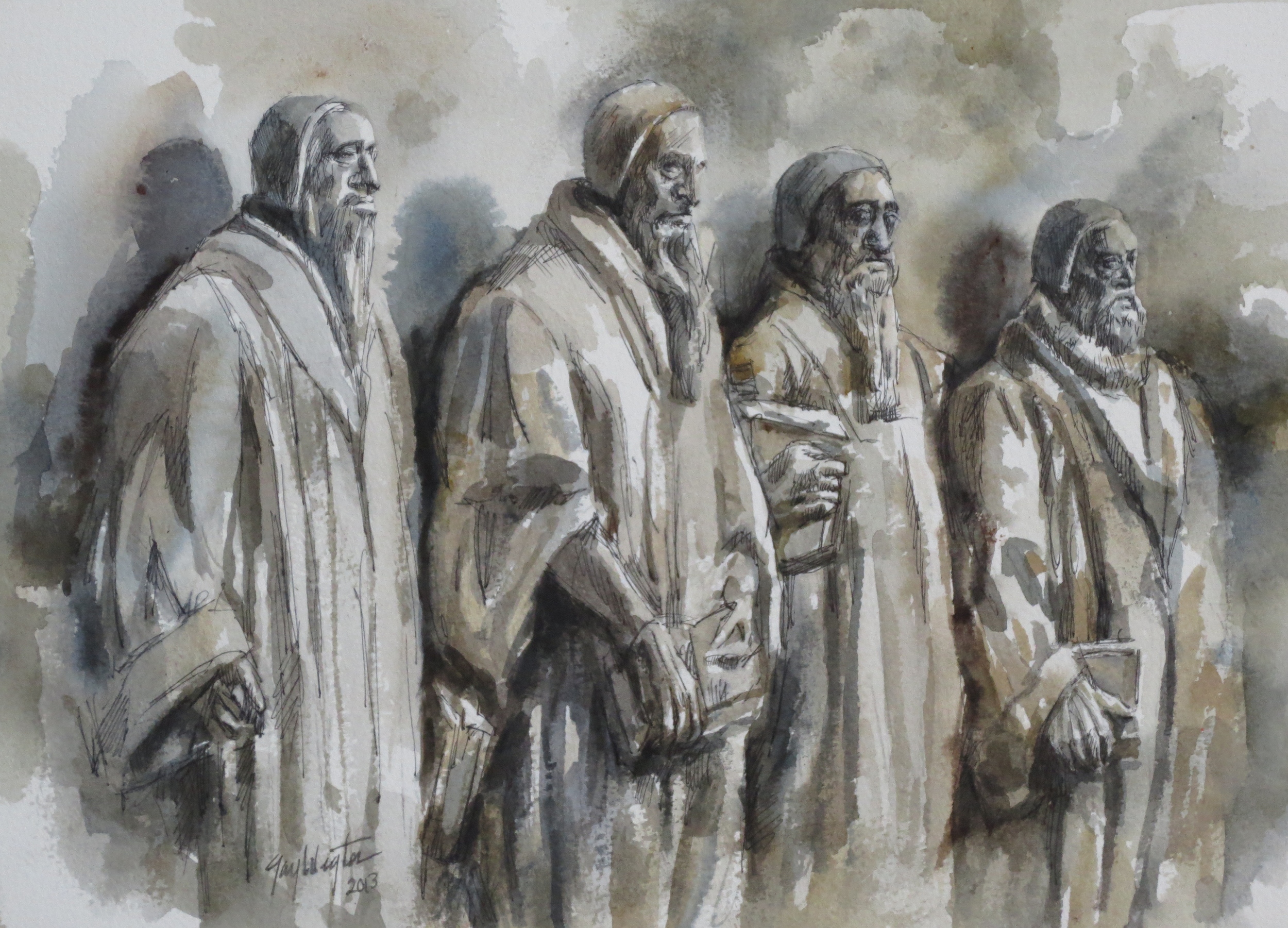 Reformation Wall, Geneva, Watercolor