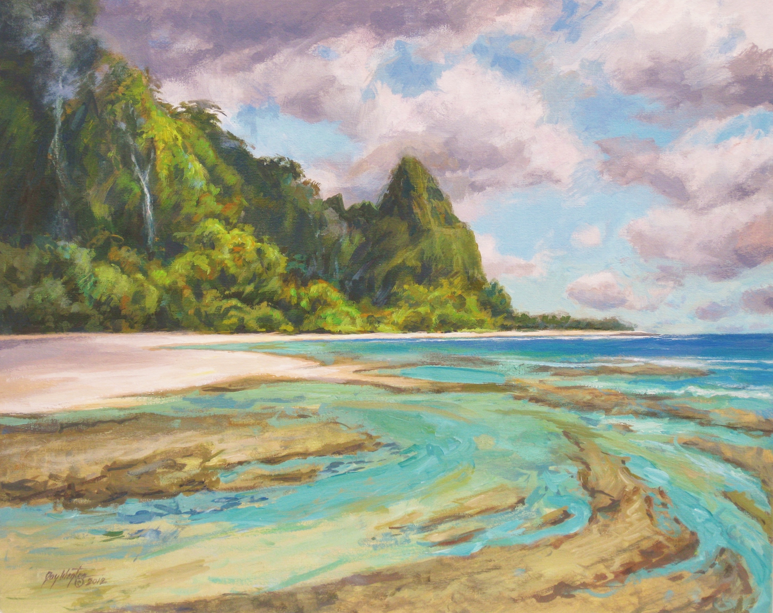 Tunnels Beach, Kauai Acrylic