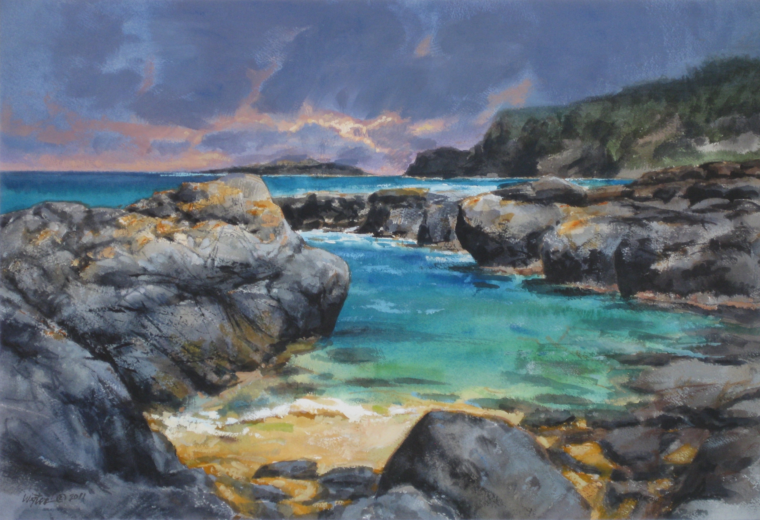 Secrets Beach, Kauai Watercolor