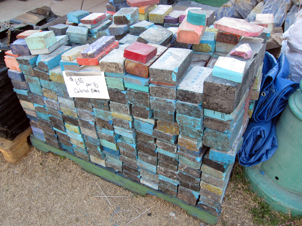  ​A pile of colorful bricks. Can you imagine a "brownstone" in Brooklyn constructed out of these? Would be rather funky! 