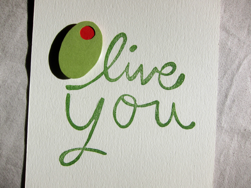  Handmade "Olive You" card. 