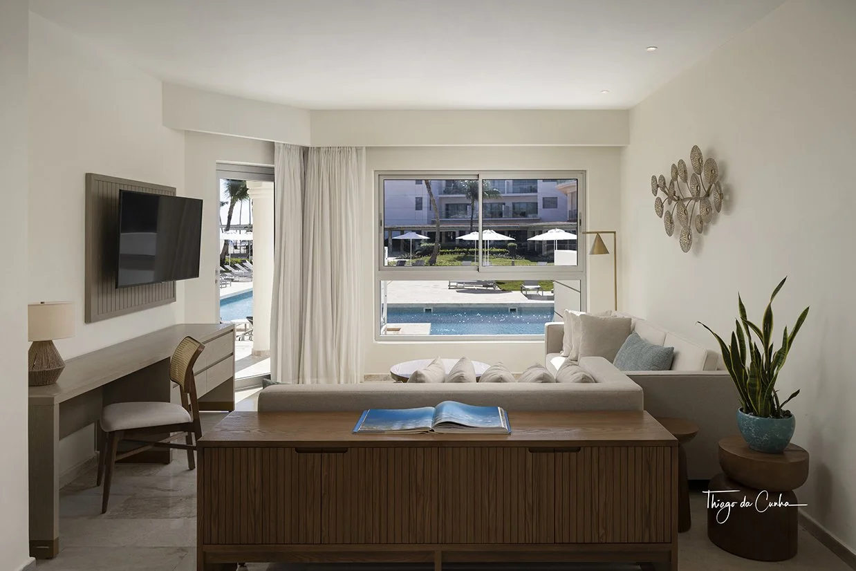 This is the edited version of this punta cana hotel room where now you can see the pool view exterior.