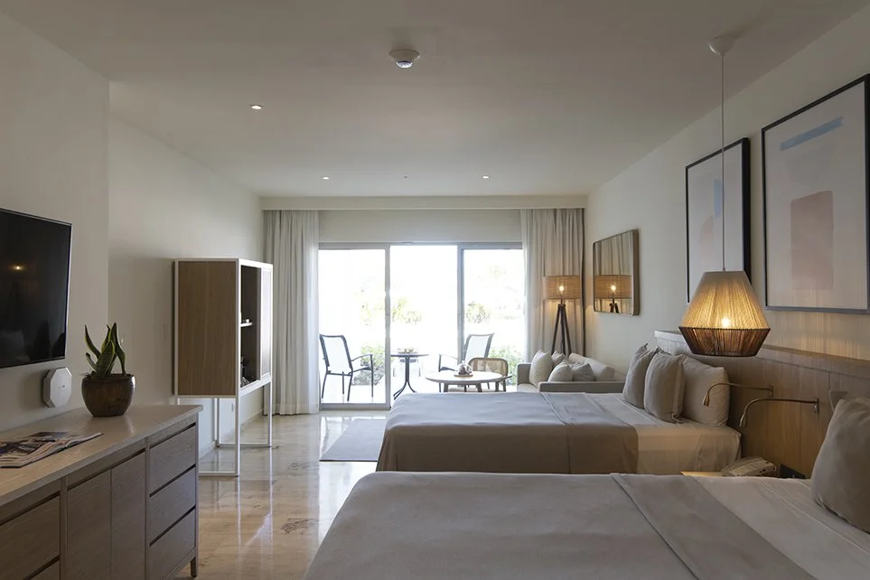 This is the before over exposed image of a Maliá hotel room before the post process.